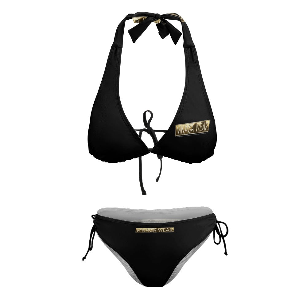 MNAGA Gold Ladies Sexy V-Neck Bikini Swimsuit