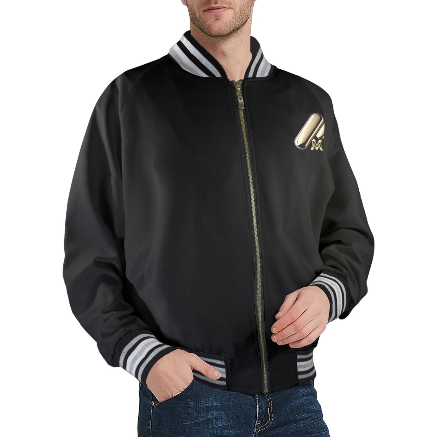 Men's Striped Trim MNAGA Bomber Jacket