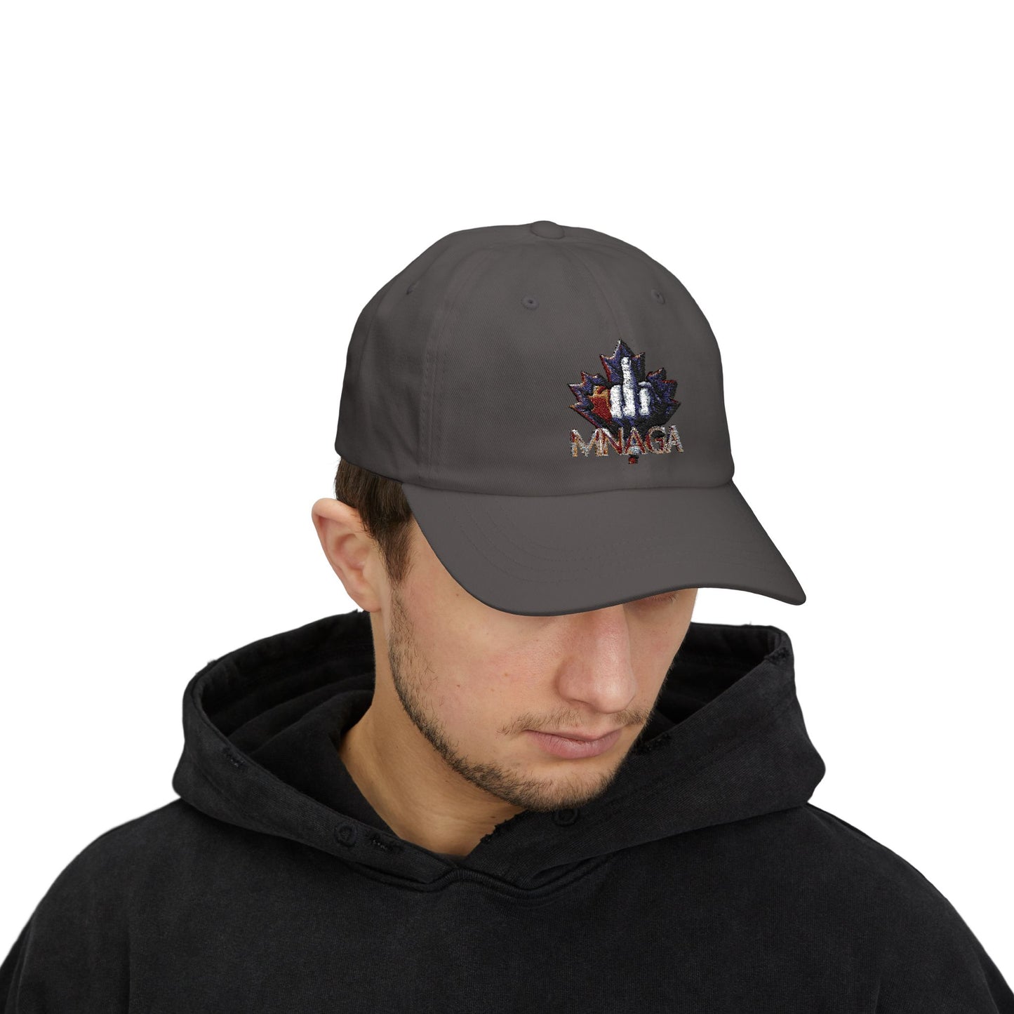 MNAGA Dad Cap with Embroidered Maple Leaf Design, Casual Hat, Gift for Fathers Day, Outdoor Style, Trendy Accessory
