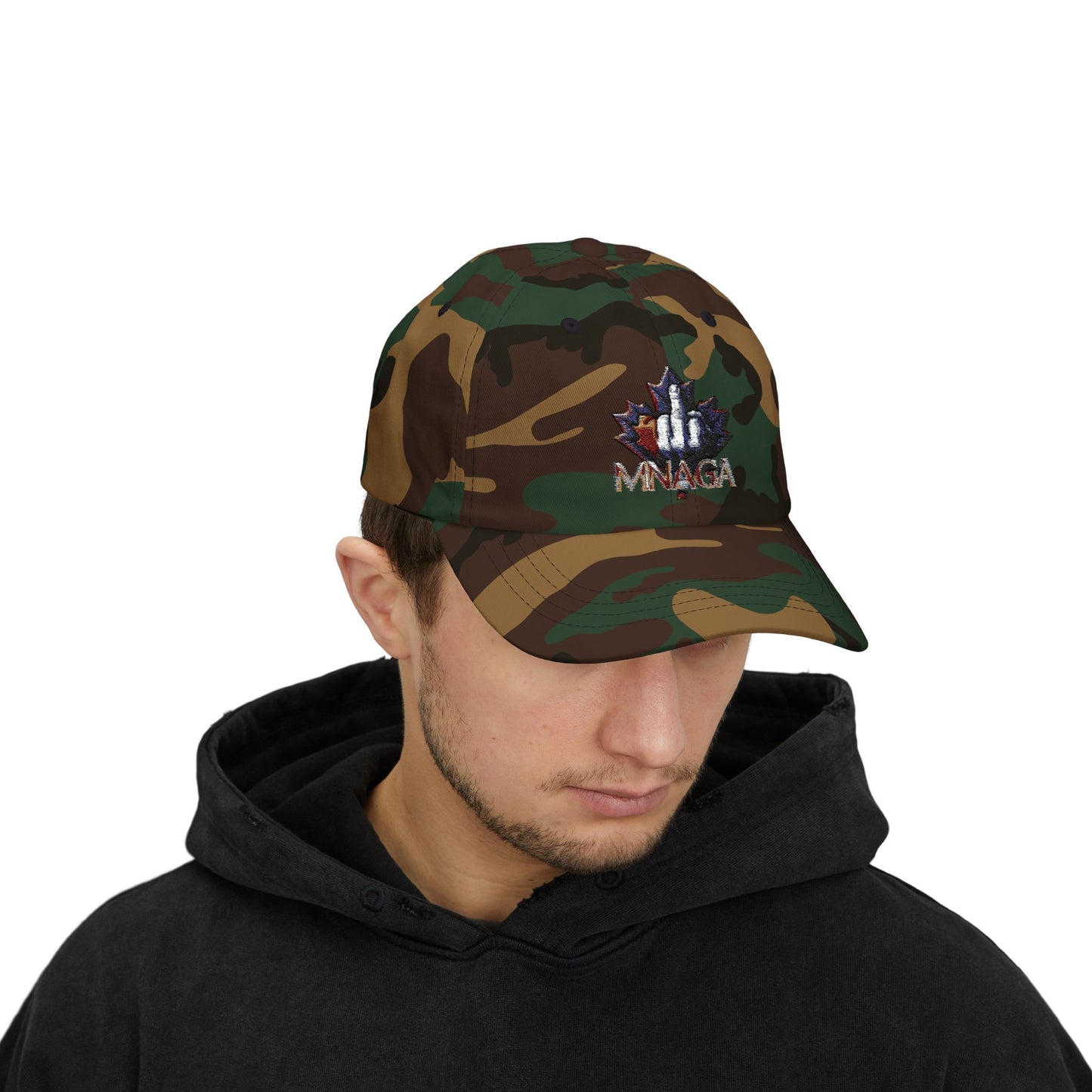 MNAGA Dad Cap with Embroidered Maple Leaf Design, Casual Hat, Gift for Fathers Day, Outdoor Style, Trendy Accessory