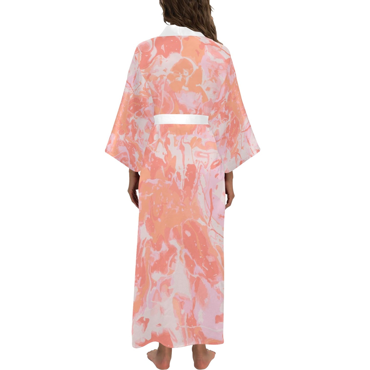 Pink Splash Long Kimono Robe