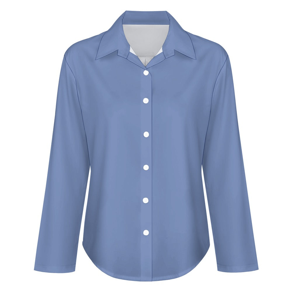 Blue Cropped hem shirt