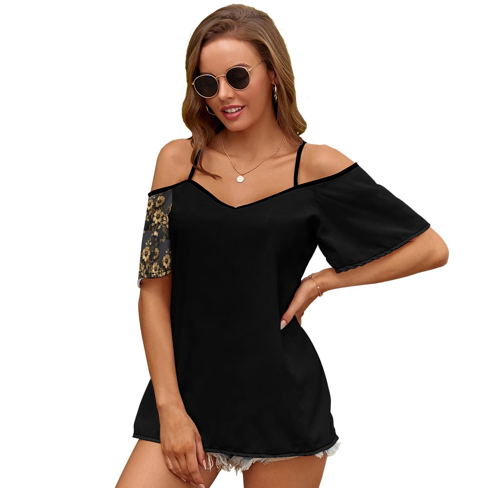 Casual Ladies Off Shoulder Sling Short Sleeve Top