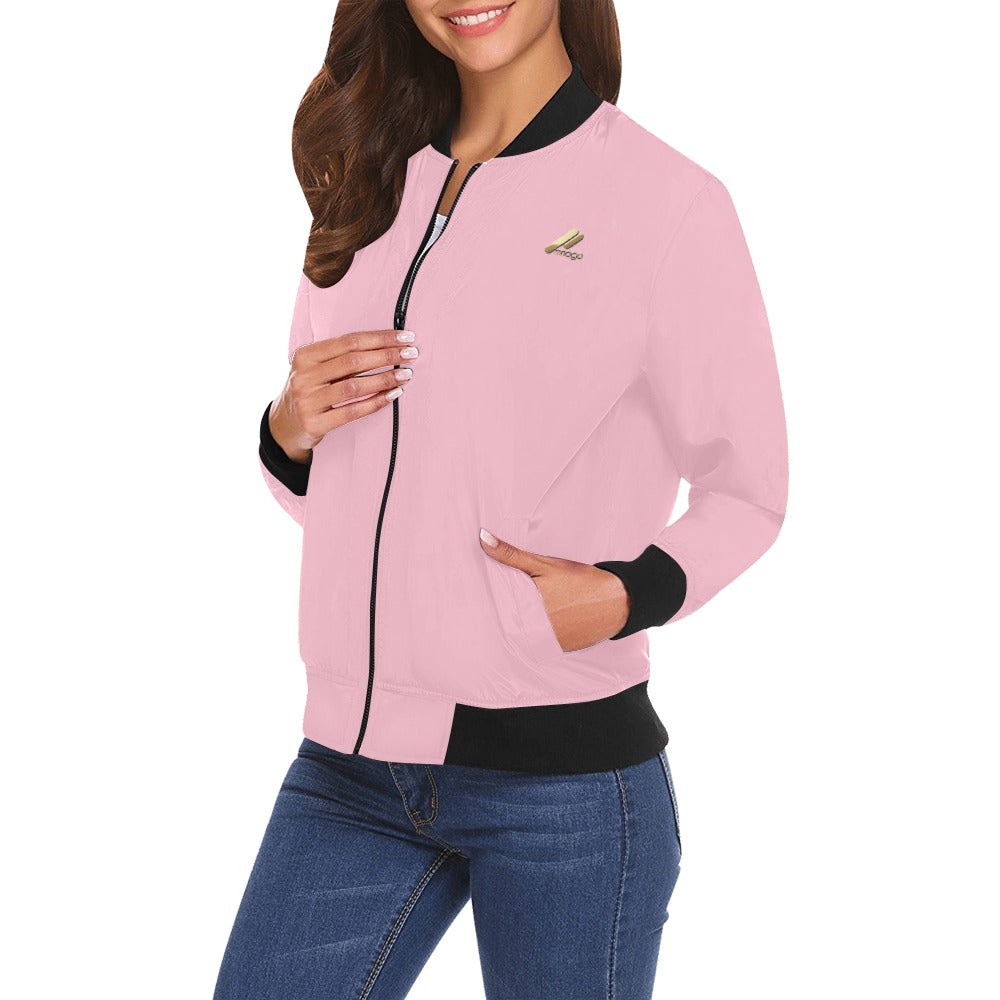 MNAGA Pink  Bomber Jacket for Women