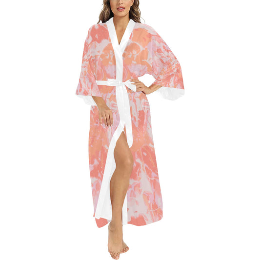 Pink Splash Long Kimono Robe