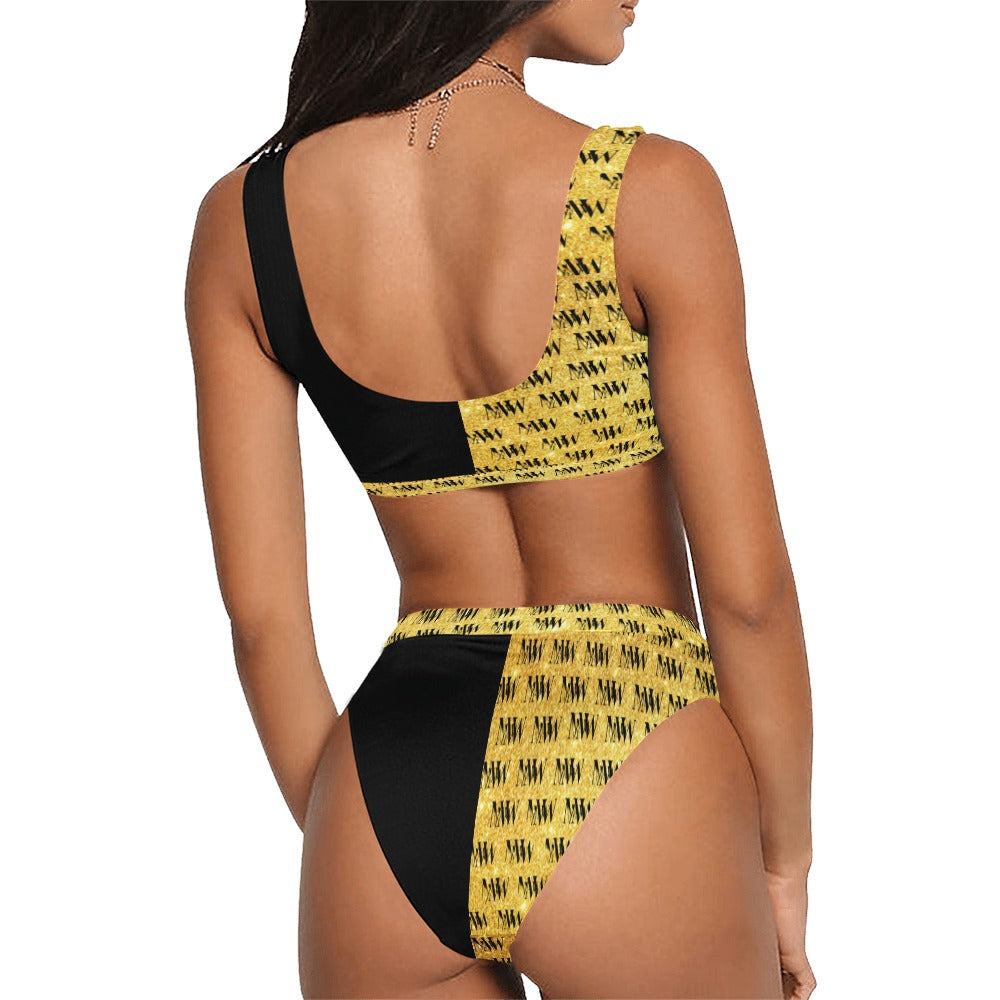MNAGA HALF AND HALF Sport Top & High-Waisted Bikini Swimsuit (Model S07)