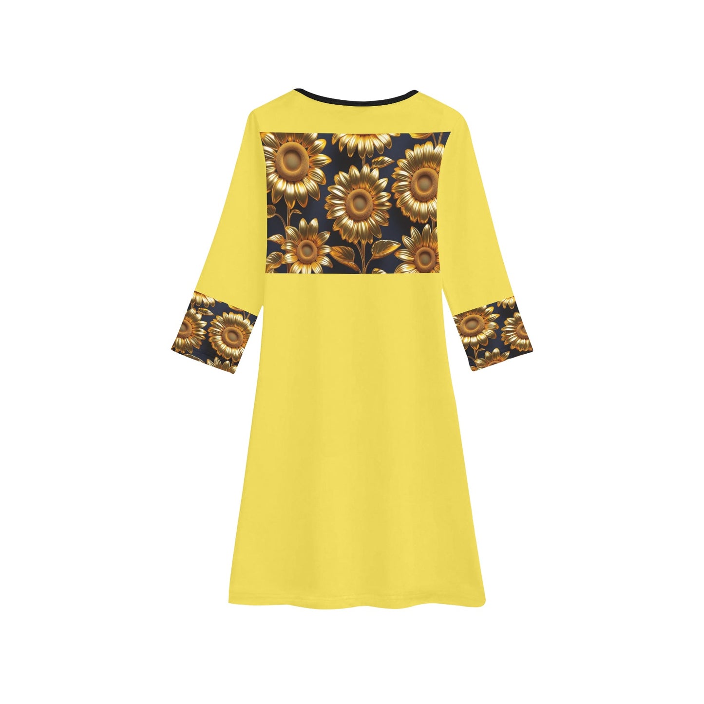 Girls' Long Sleeve Yellow Sunflower MNAGA Dress (D59)