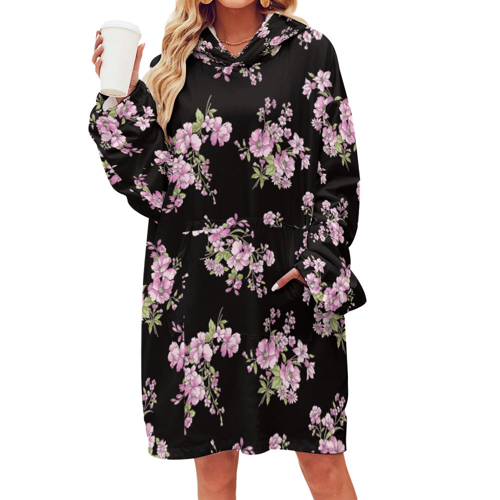 Floral Women's Adult Hooded Blanket Shirt