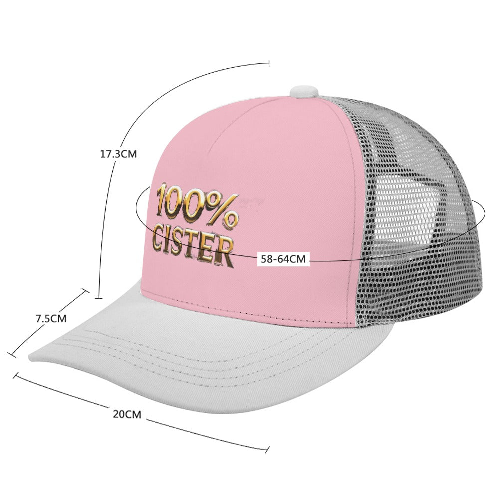 100% CISTER Pink on Grey Baseball Cap