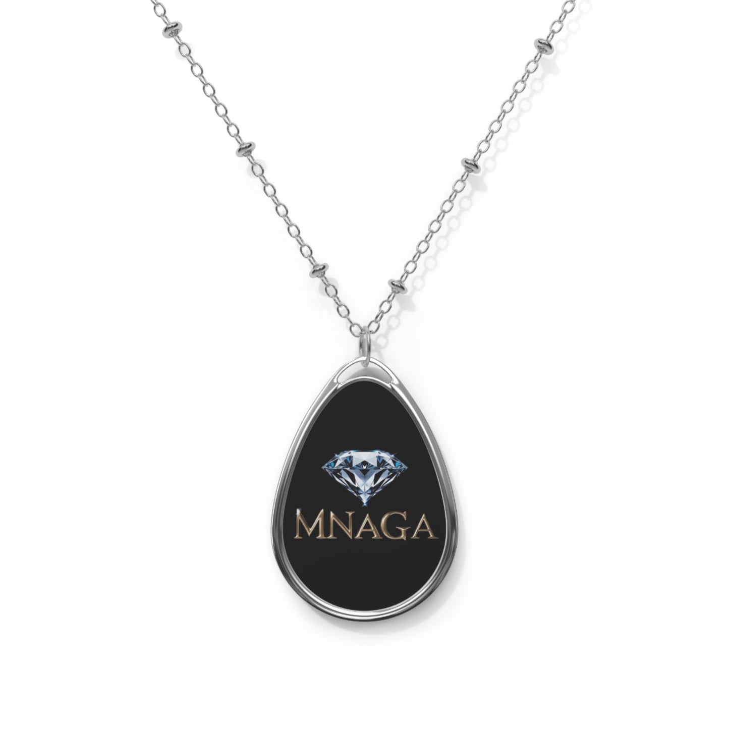 MNAGAElegant Oval Necklace with Diamond Design, Personalized Gift, Everyday Jewelry, Birthdays, Anniversaries