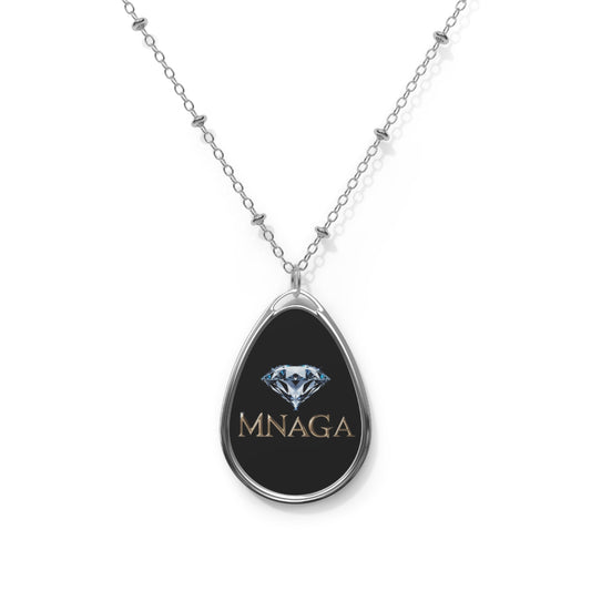 MNAGAElegant Oval Necklace with Diamond Design, Personalized Gift, Everyday Jewelry, Birthdays, Anniversaries