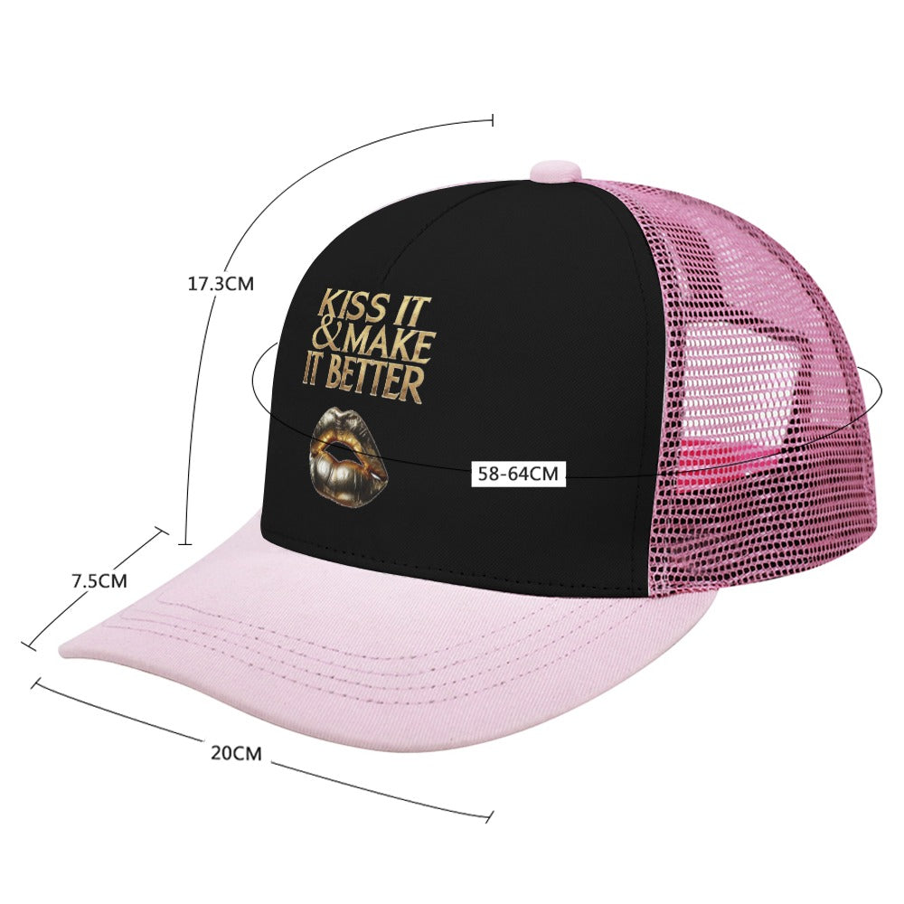 KISS IT Black on Pink Baseball Cap