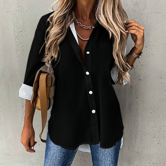 Black Cropped hem shirt
