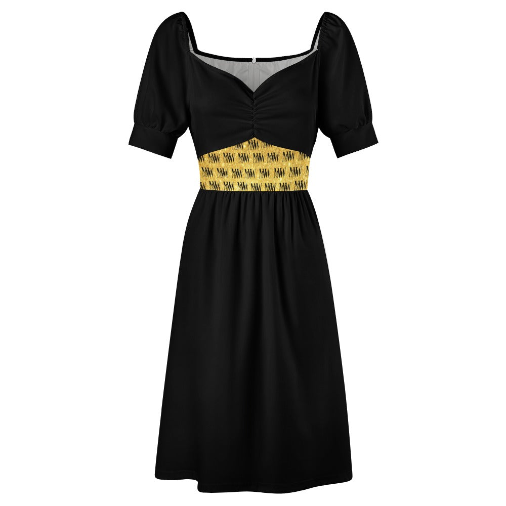 MW Black and Gold Sweetheart Dress