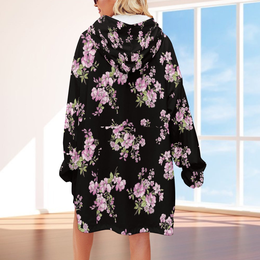 Floral Women's Adult Hooded Blanket Shirt