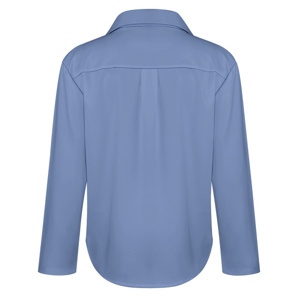 Blue Cropped hem shirt