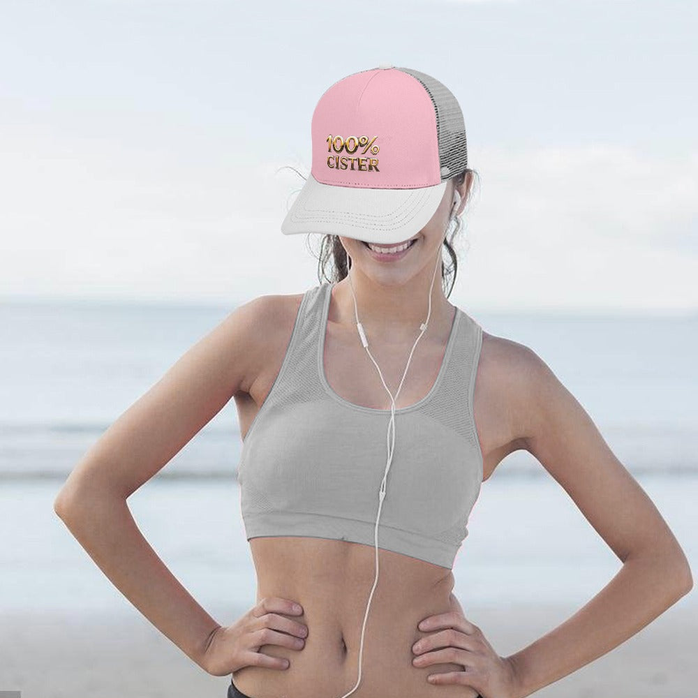 100% CISTER Pink on Grey Baseball Cap