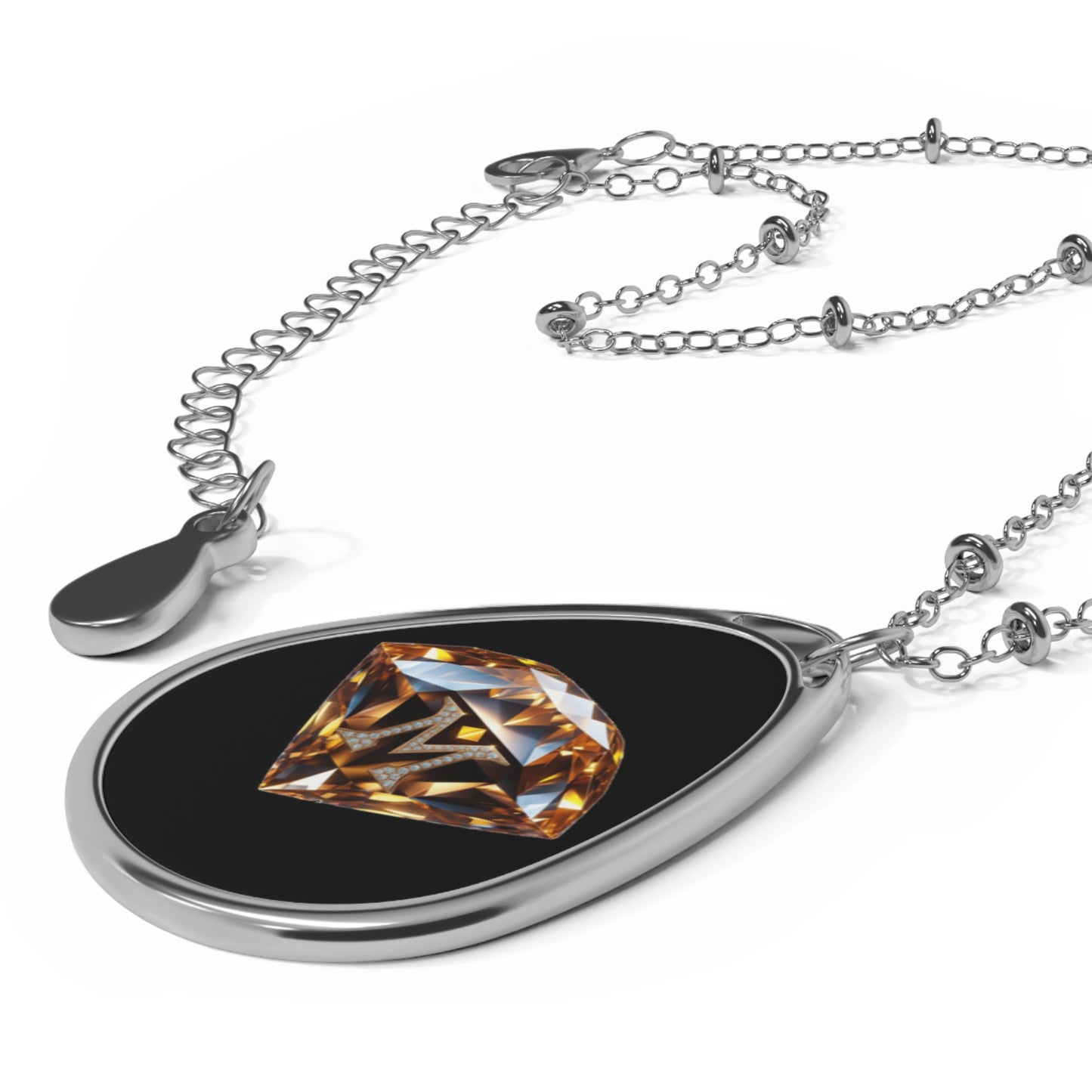 MNAGA Elegant Oval Necklace with Diamond Design - Personalized Jewelry, Gift for Her, Special Occasions