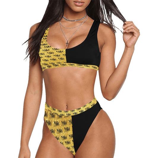 MNAGA HALF AND HALF Sport Top & High-Waisted Bikini Swimsuit (Model S07)