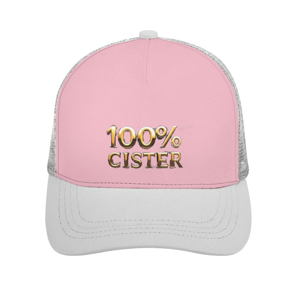 100% CISTER Pink on Grey Baseball Cap