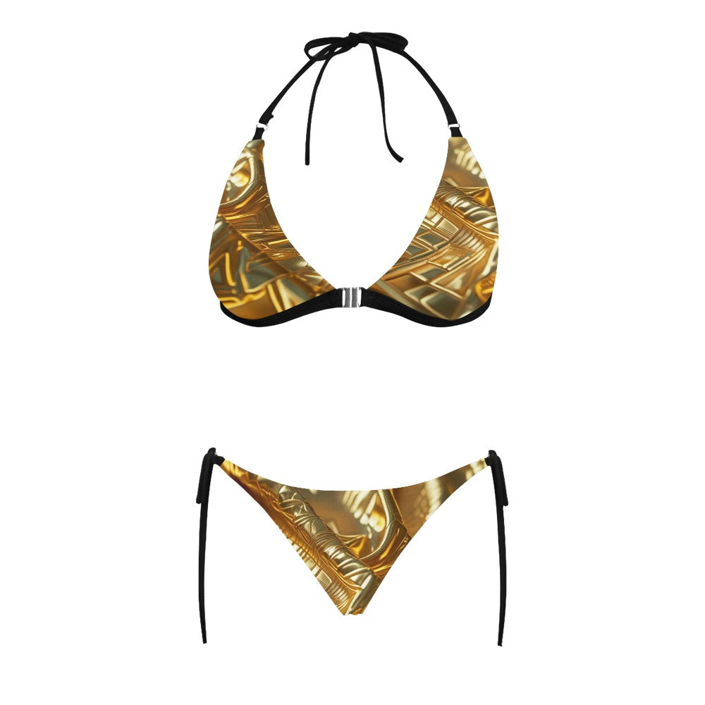 Gold MNAGA Halter Bikini Swimsuit