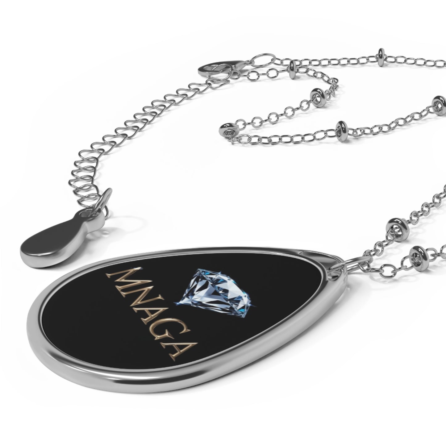 MNAGAElegant Oval Necklace with Diamond Design, Personalized Gift, Everyday Jewelry, Birthdays, Anniversaries