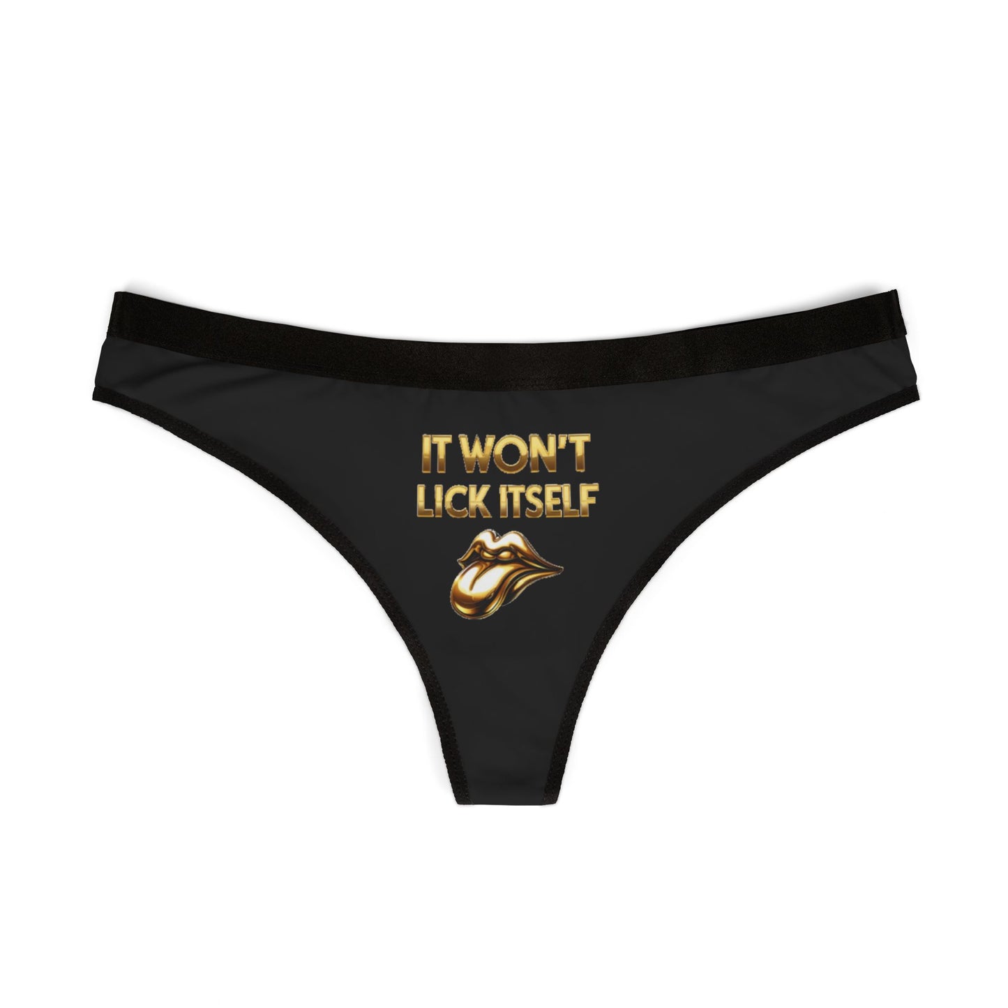 MNAGA Sassy Women's Thongs, Lick, Playful Lingerie Gifts, Fun Sleepwear, Edgy Black Thong Panties