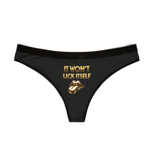 MNAGA Sassy Women's Thongs, Lick, Playful Lingerie Gifts, Fun Sleepwear, Edgy Black Thong Panties
