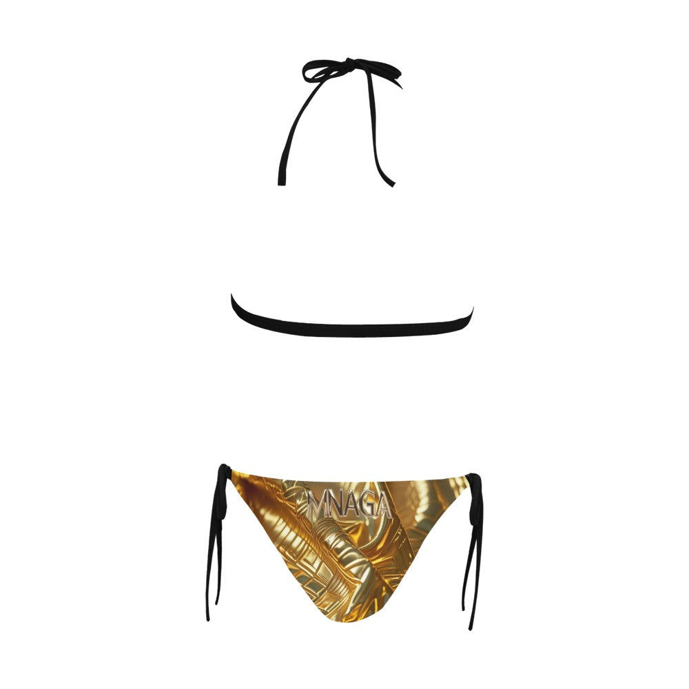Gold MNAGA Halter Bikini Swimsuit