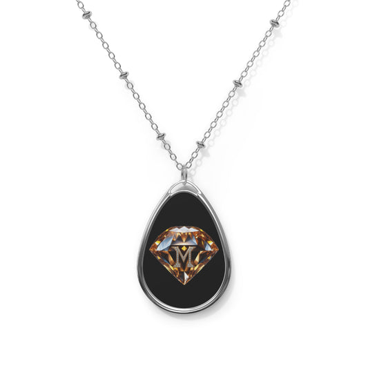 MNAGA Elegant Oval Necklace with Diamond Design - Personalized Jewelry, Gift for Her, Special Occasions