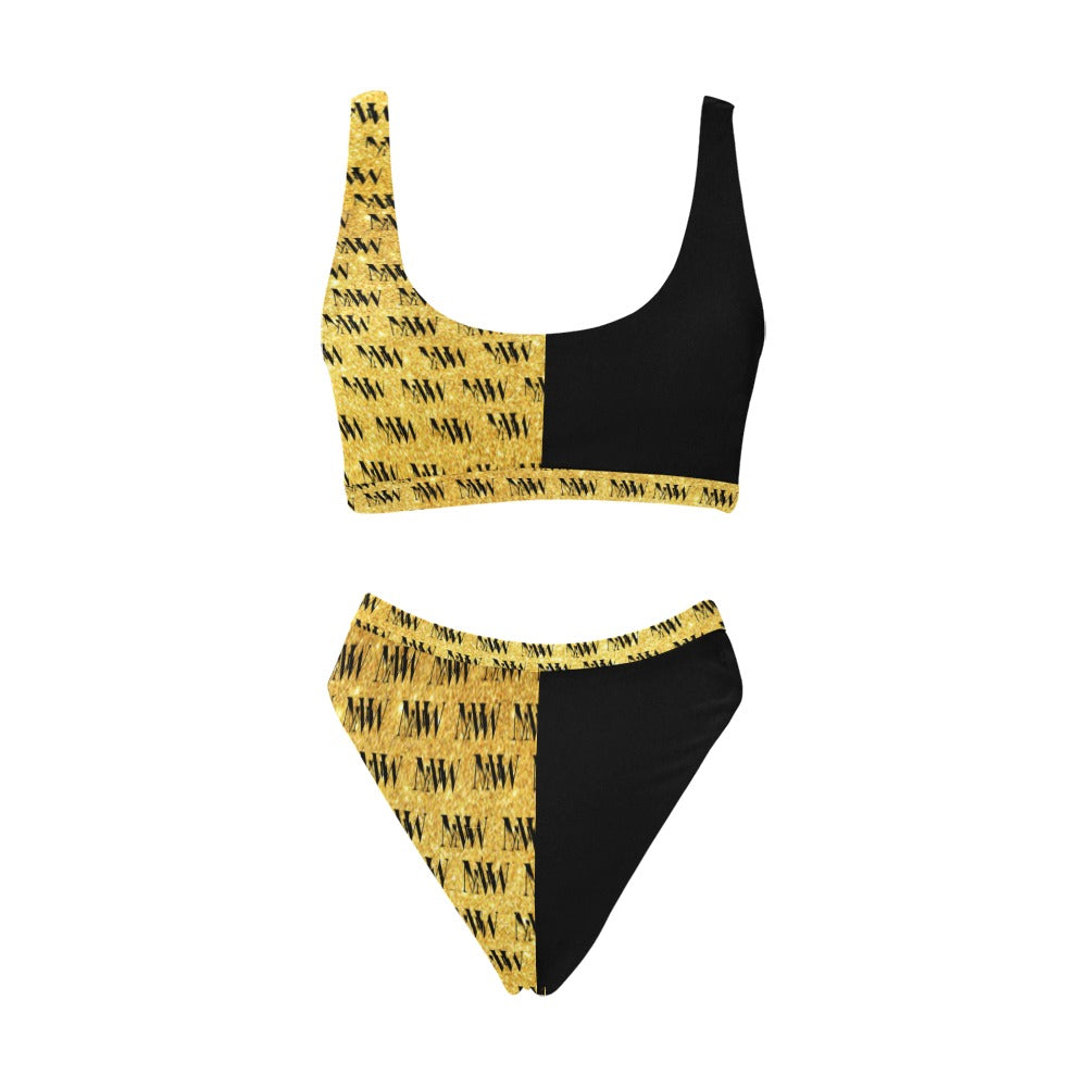 MNAGA HALF AND HALF Sport Top & High-Waisted Bikini Swimsuit (Model S07)