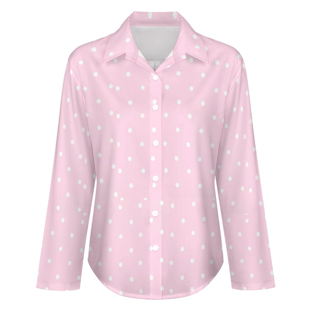 Pink and White Cropped hem shirt