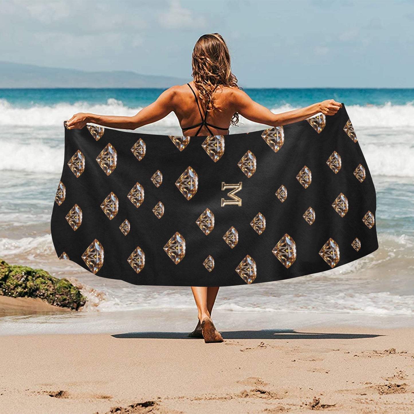 MNAGA Diamond Beach Towel Suede  31.5"x 71"
