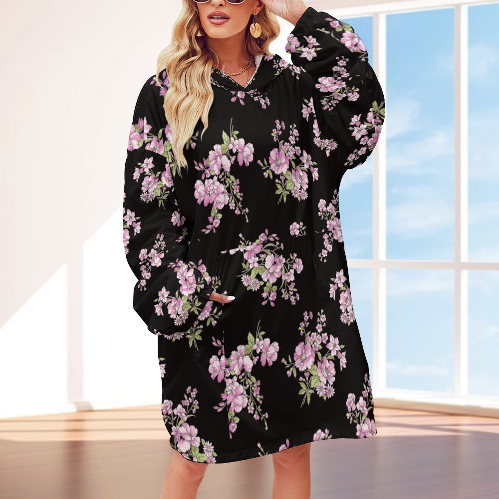 Floral Women's Adult Hooded Blanket Shirt
