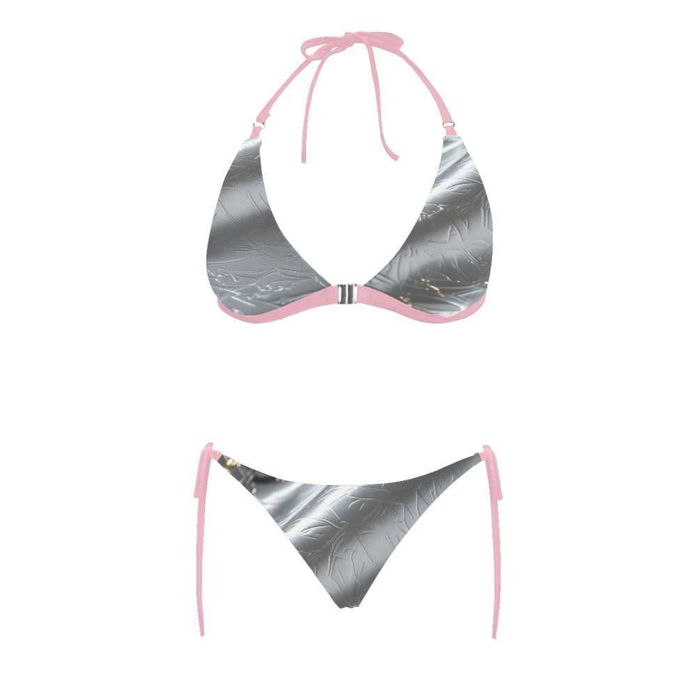 Pink and Silver Halter Bikini Swimsuit (Model S08)