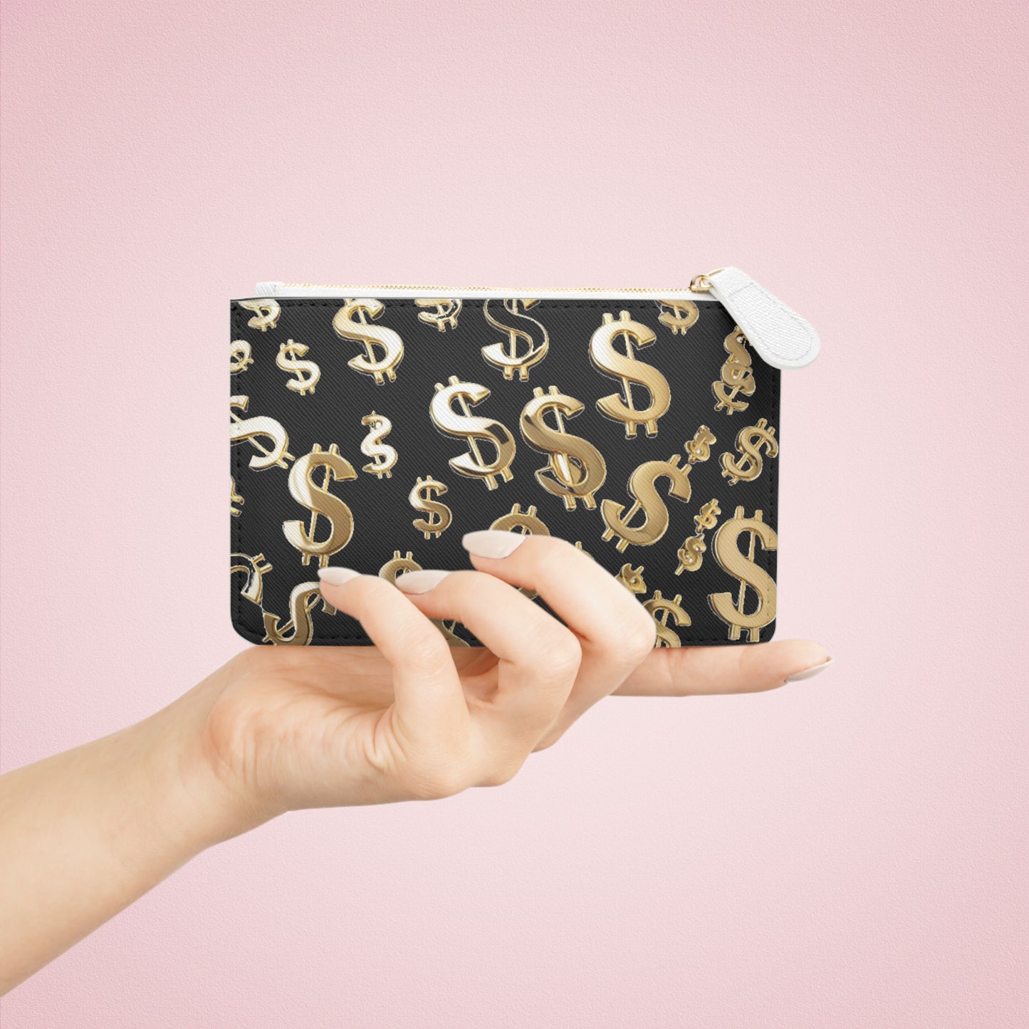 MNAGA Gold Dollar Symbol Mini Clutch Bag | Stylish Wallet, Party Bag, Gift for Her, Trendy Accessory, Money Theme