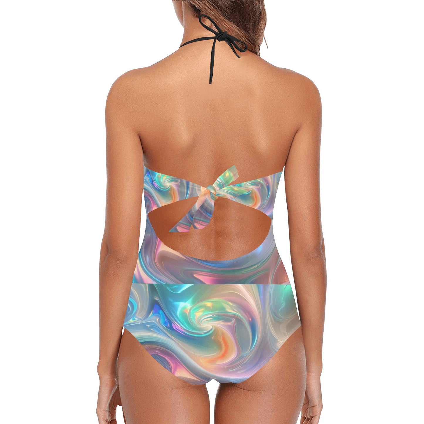 Opal Swirls Lace Band Embossing Swimsuit (S15)