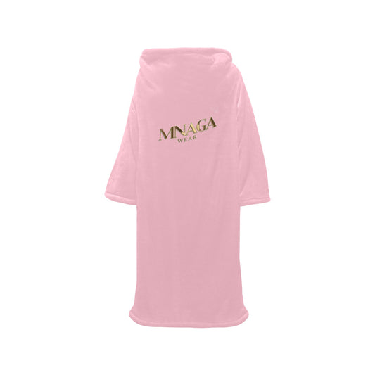 MNAGA Pink Blanket Robe with Sleeves for Adults