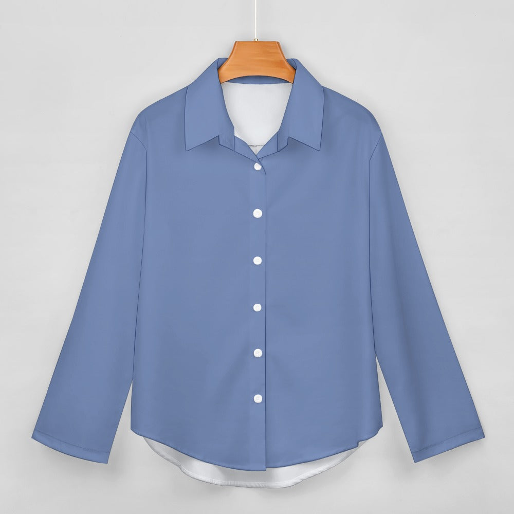 Blue Cropped hem shirt