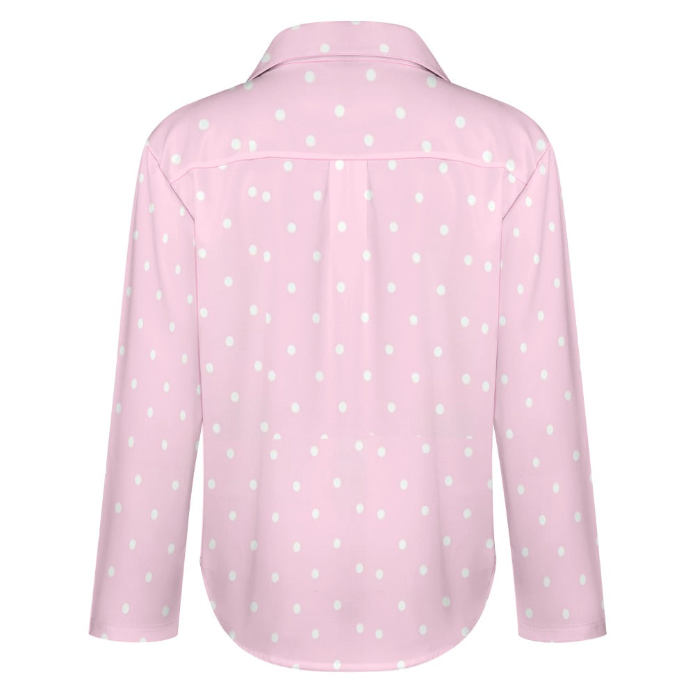 Pink and White Cropped hem shirt