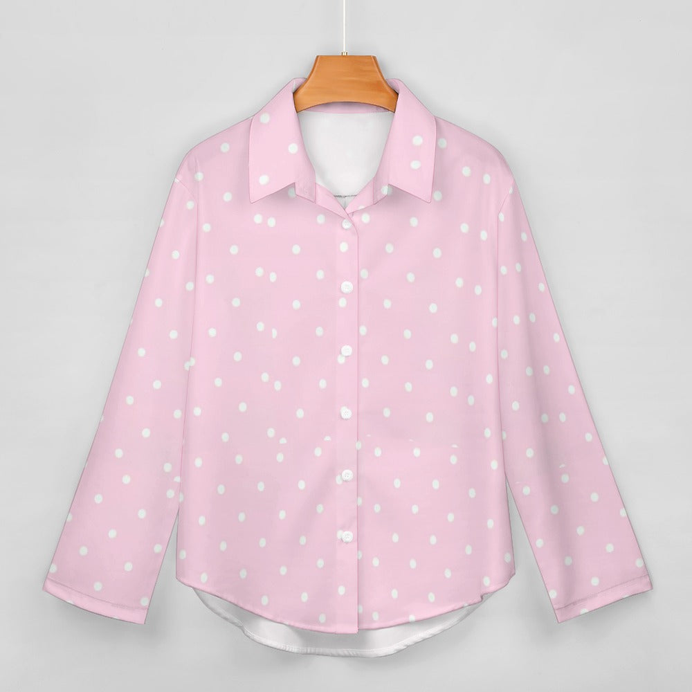Pink and White Cropped hem shirt