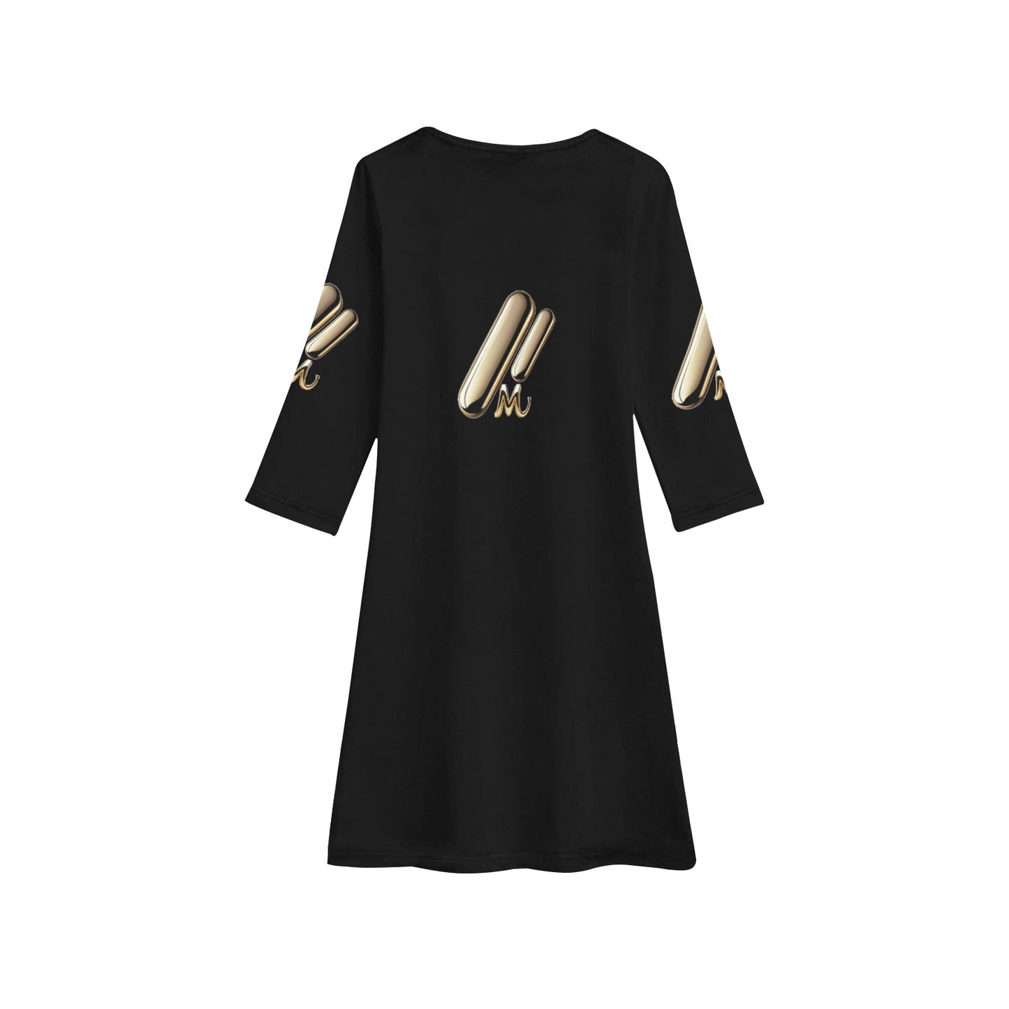 Girls' Long Sleeve MNAGA Black Dress (D59)