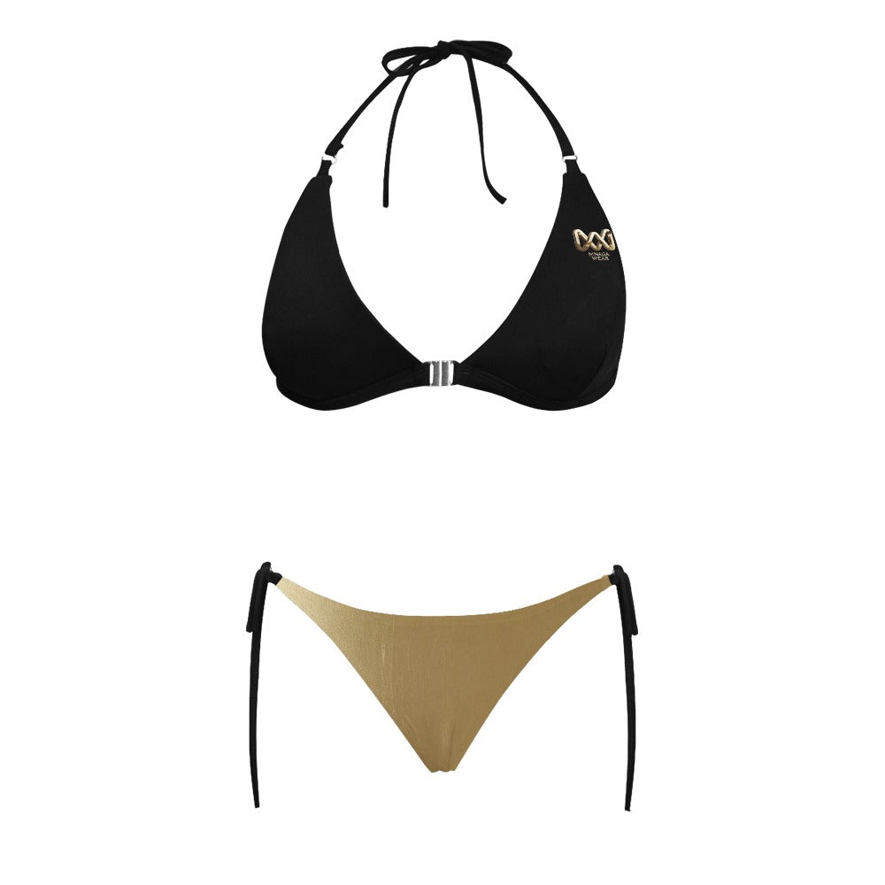 Black and Gold MNAGA Halter Bikini Swimsuit (Model S08)