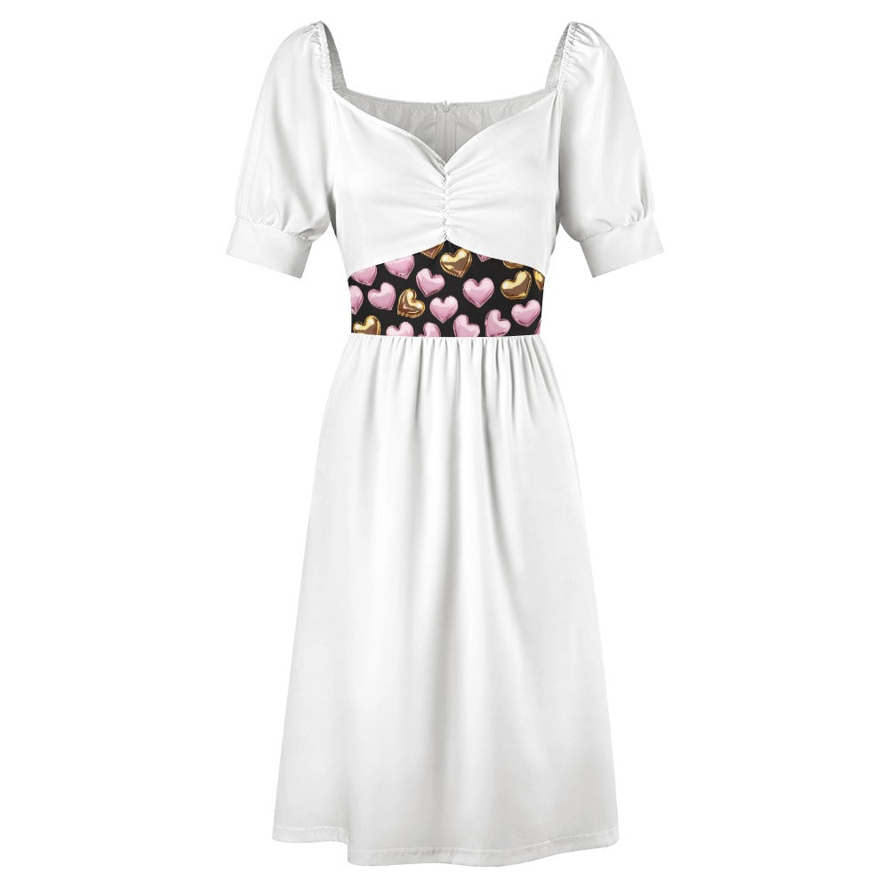 White with hearts Sweetheart Dress