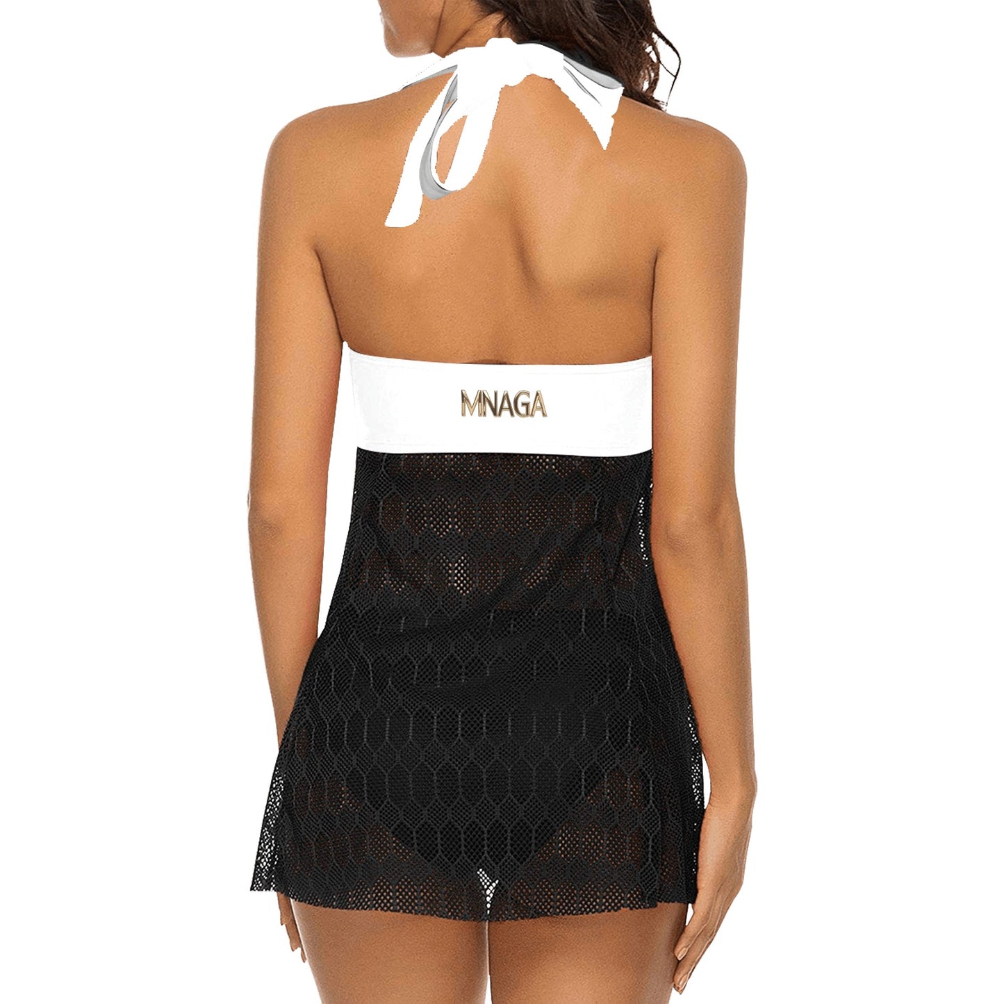 MNAGA White Women's Swim Dress (Model S12)