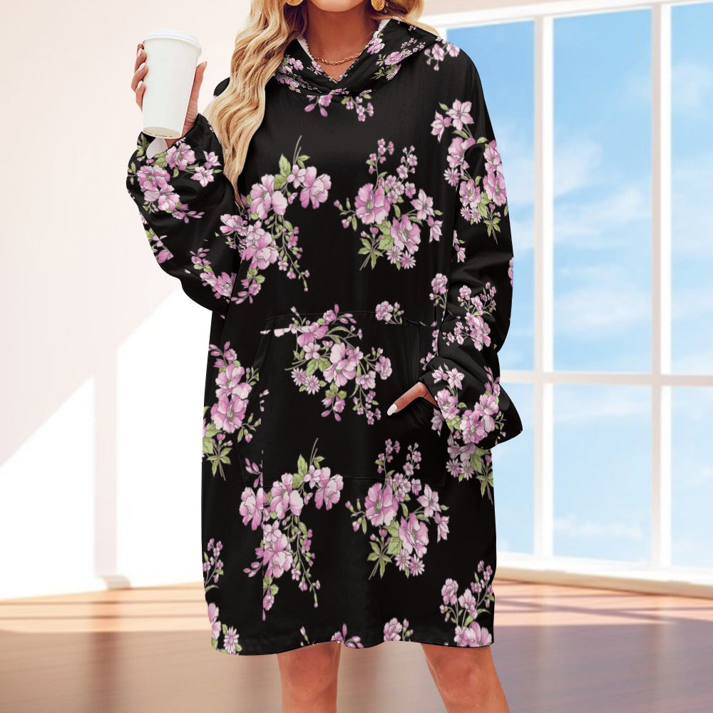 Floral Women's Adult Hooded Blanket Shirt