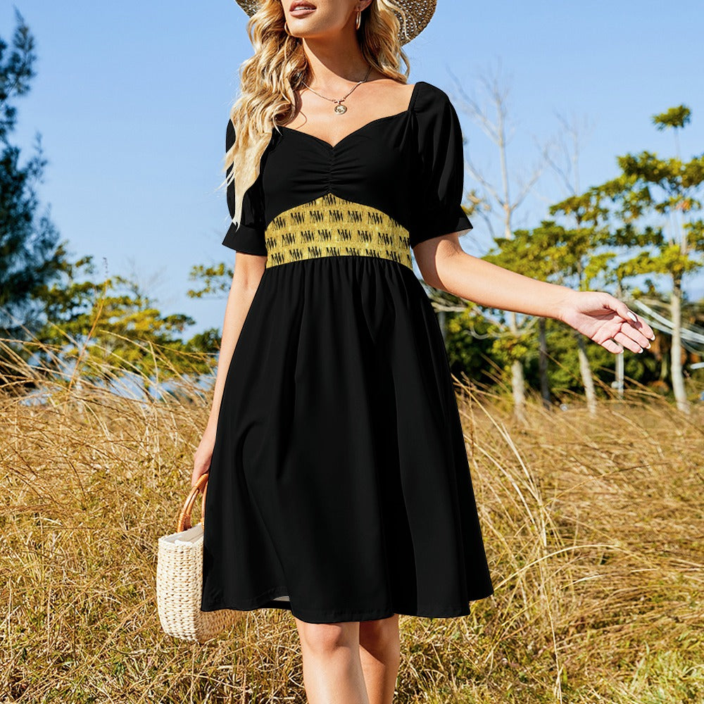 MW Black and Gold Sweetheart Dress