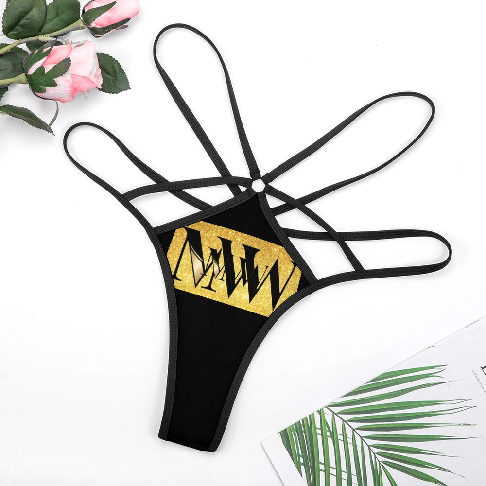 Black and Gold MW T-back Thong