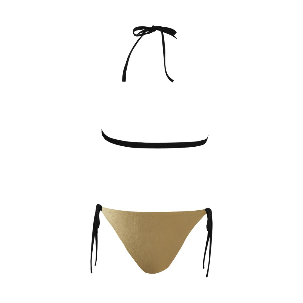 Black and Gold MNAGA Halter Bikini Swimsuit (Model S08)