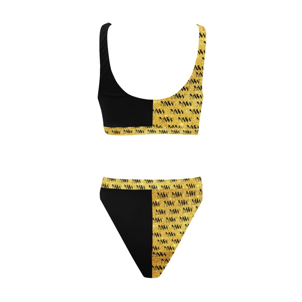 MNAGA HALF AND HALF Sport Top & High-Waisted Bikini Swimsuit (Model S07)